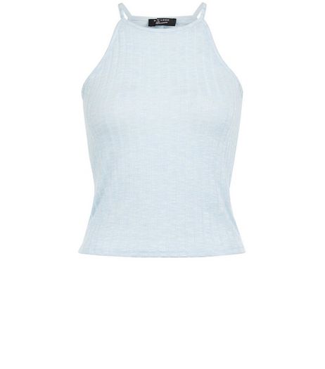 Teens Pale Blue Space Dye High Neck Cami | New Look
