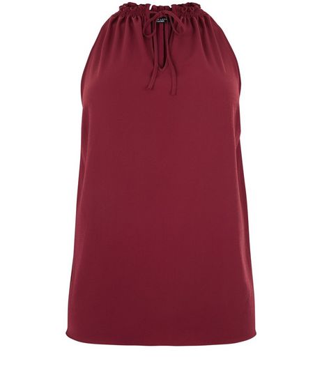 Curves Dark Red High Neck Top | New Look