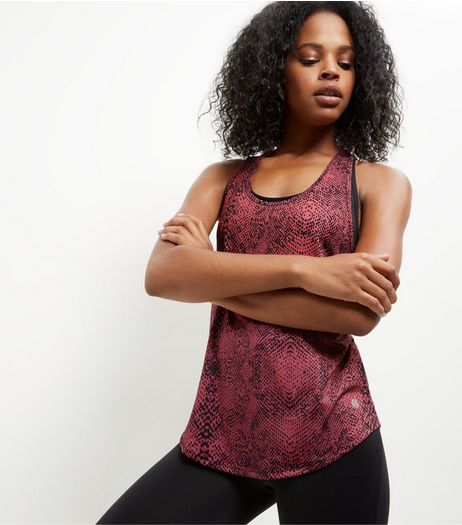 Pink Snakeskin Print Swing Sports Vest | New Look