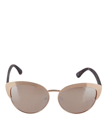 Rose Gold Contrast Arm Cat Eye Sunglasses | New Look