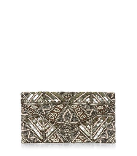 Gold Embellished Beaded Clutch | New Look