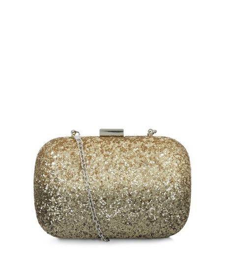 Gold Glitter Box Shoulder Bag | New Look