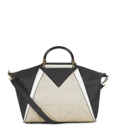 Black Colour Block Tote Bag | New Look