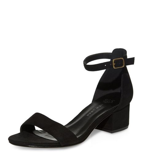 Teens Black Suedette Ankle Strap Block Heels | New Look