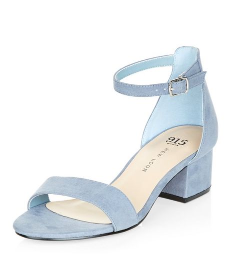 Teens Pale Blue Suedette Block Heel Sandals | New Look