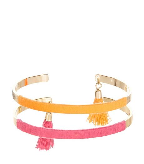 2 Pack Gold Thread Tassel Cuffs | New Look