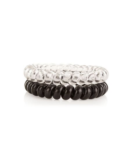 2 Pack Black and Clear Spiral Hair Bands | New Look