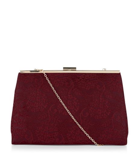 Burgundy Lace Clutch | New Look