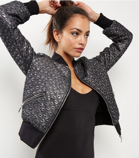Pewter Jacquard Bomber Jacket | New Look
