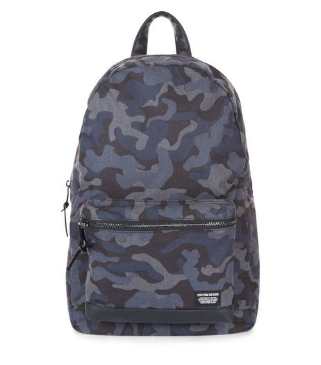 Blue Camo Print Backpack | New Look