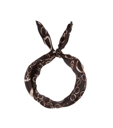 Black Chain Print Bandana | New Look