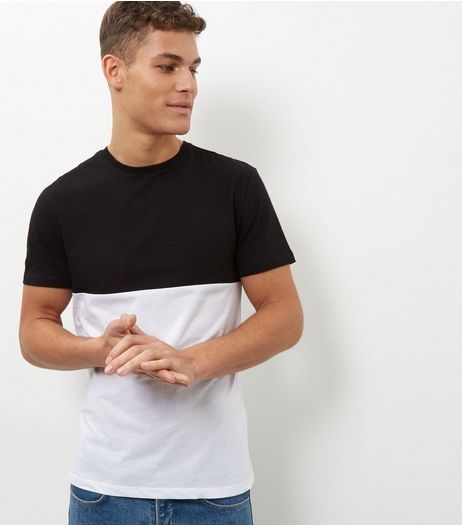 Black Colour Block T-Shirt | New Look