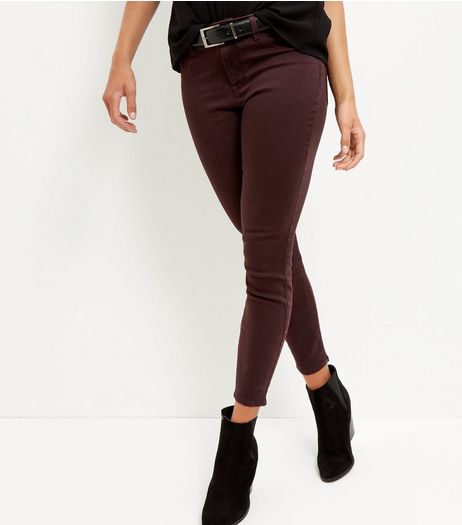 Burgundy Skinny Jeans | New Look