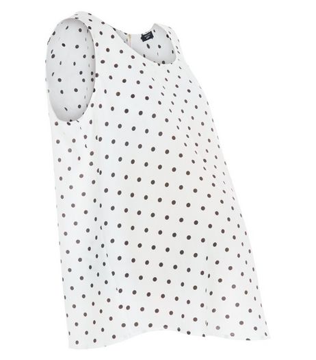 Maternity White Polka Dot Print Sleeveless Top | New Look