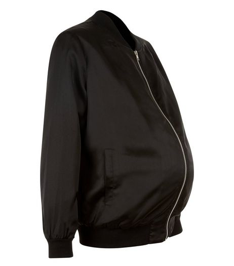 Maternity Black Sateen Bomber Jacket | New Look
