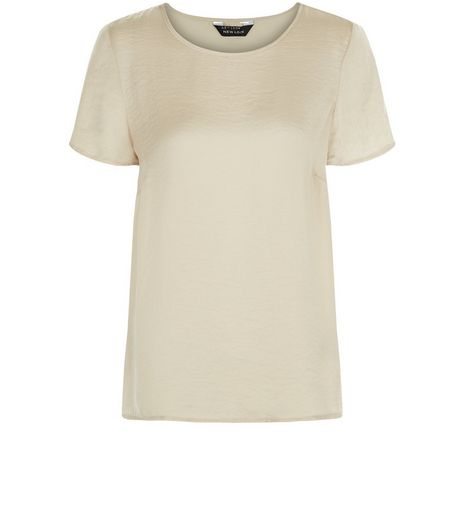 Cream Sateen T-Shirt | New Look