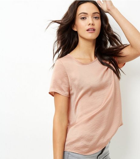 Camel Sateen T-Shirt | New Look