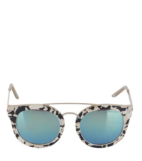 Cream Animal Print Mirrored Sunglasses | New Look