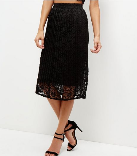 Black Lace Balloon Midi Skirt | New Look