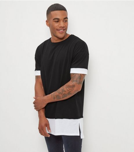 Black Layered Longline T-Shirt | New Look