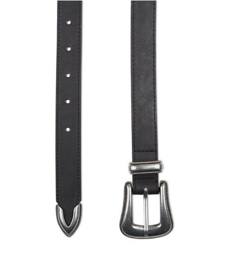 Black Western Leather-Look Belt | New Look