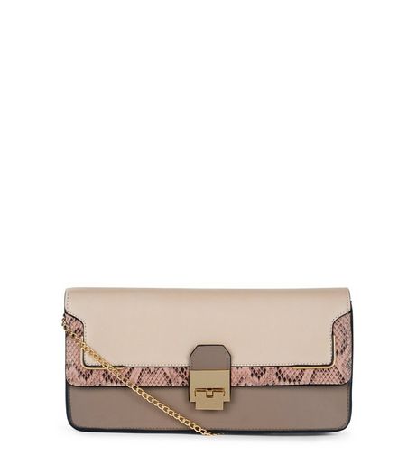 Mink Leopard Print Panelled Clutch Bag | New Look