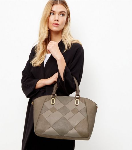 Mink Patchwork Tote Bag | New Look