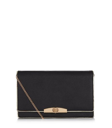 Black Leather-Look Clutch | New Look
