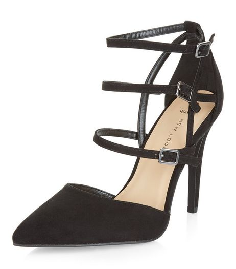 Wide Fit Black Suedette Strappy Heels | New Look