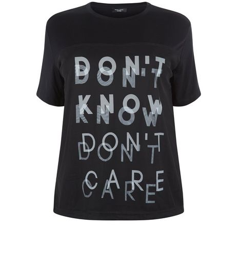 Curves Black Don't Know Mesh T-Shirt | New Look
