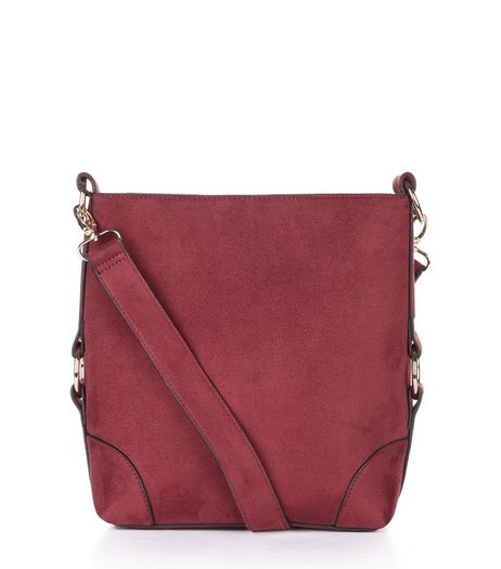 Burgundy Suedette Bucket Bag | New Look