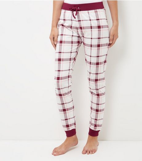 Dark Red Check Pyjama Bottoms | New Look