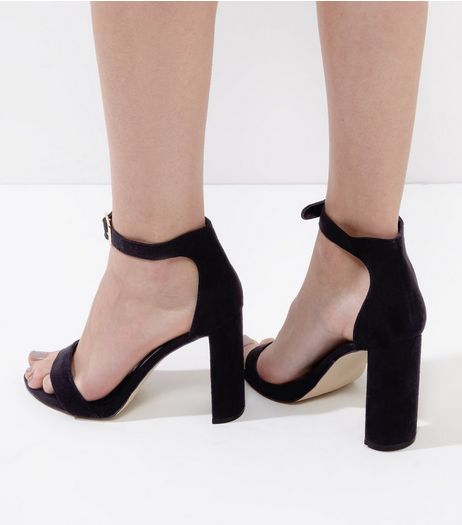 Black Suedette Buckle Strap Heels | New Look