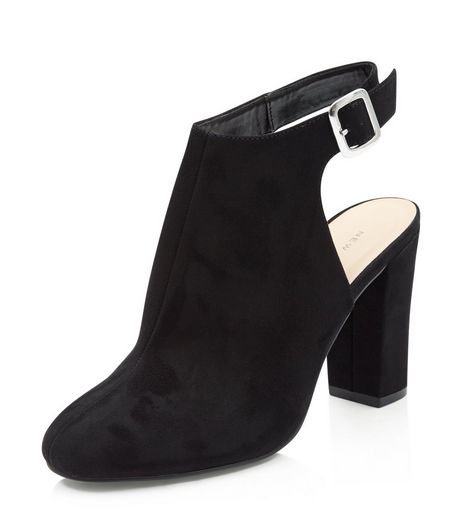 Black Suedette Sling Back Block Heels | New Look