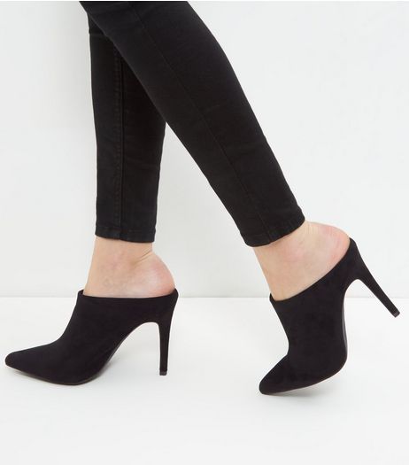 Black Suedette Pointed Mules | New Look