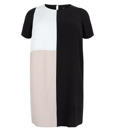 Curves Black Colour Block Swing Dress | New Look