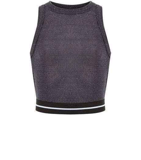 Teens Dark Grey Stripe Trim Crop Top | New Look
