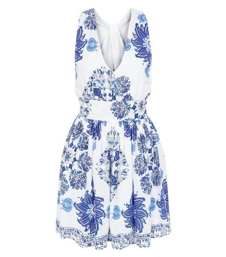 Parisian White Floral Print Cross Back Dress | New Look
