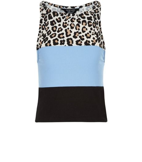 Teens Brown Leopard Print Colour Block Vest | New Look