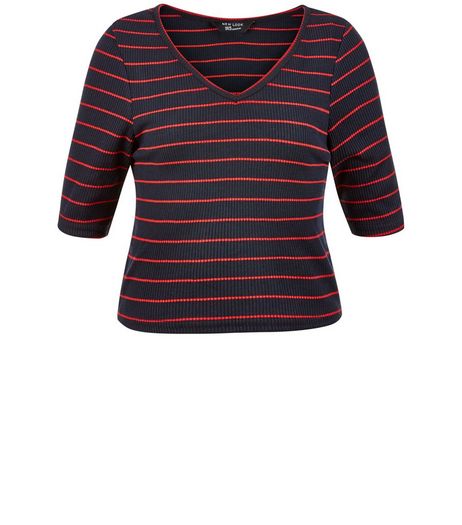 Teens Blue Stripe V Neck Top | New Look