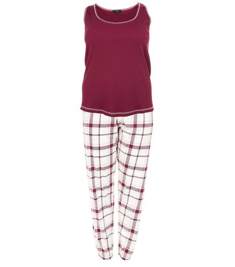 Curves Plum Check Pyjama Set | New Look