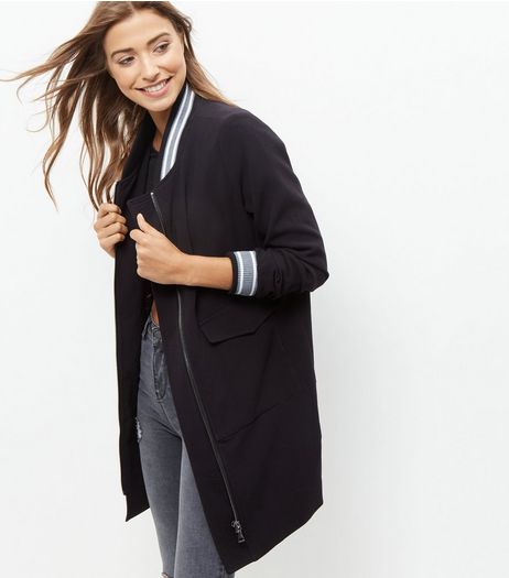 Anita and Green Black Longline Bomber Jacket | New Look