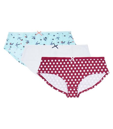 3 Pack Multicoloured Bird Spot And Pig Briefs | New Look