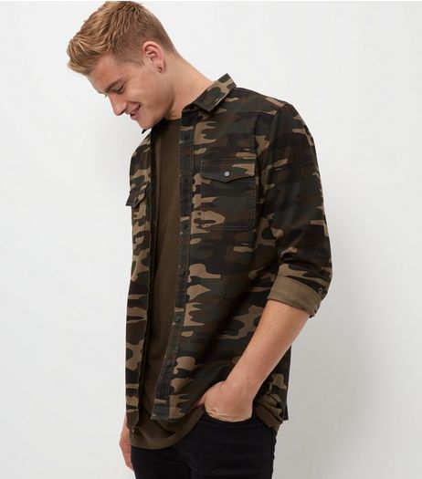 Green Camo Print Shacket | New Look