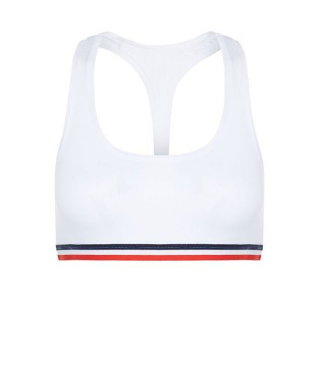 Teens White Stripe Trim Racer Back Crop Top | New Look