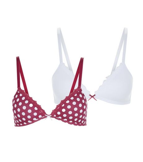 Teens Purple 2 Pack Polka Dot Bras | New Look