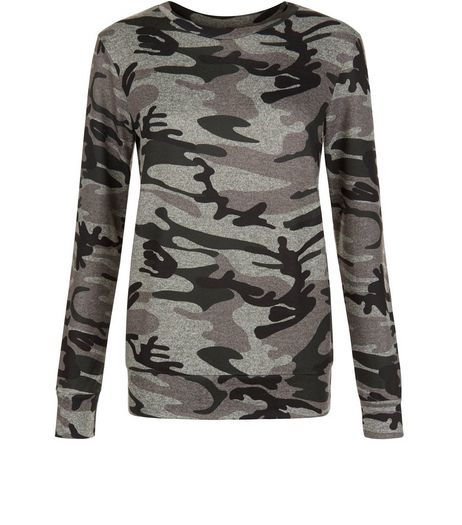 Green Camo Print Sweater | New Look