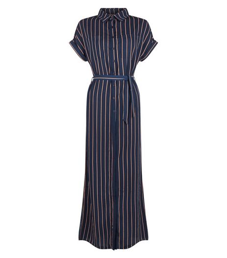 Cameo Rose Blue Stripe Maxi Shirt Dress | New Look