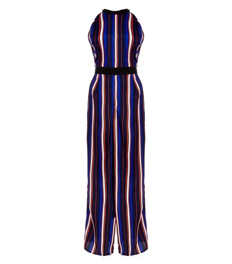 Influence Blue Stripe Wide Leg Jumpsuit | New Look