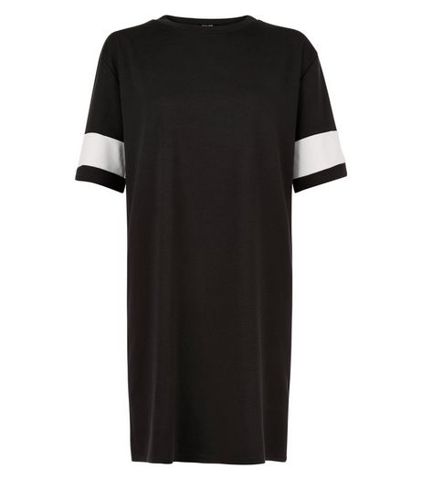 Black Contrast Stripe Sleeve Mini Dress | New Look